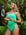 Front view of JAYD Swimwear tie back athletic full coverage one piece: Riva in Meadow