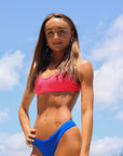 Front view of athletic bikini top Tazzie in Fiesta by JAYD Swimwear