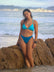 Front view of JAYD Swimwear Cali athletic bikini bottoms in Nordic Blue by JAYD Swimwear.