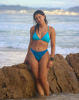 Front view of JAYD Swimwear Cali athletic bikini bottoms in Nordic Blue by JAYD Swimwear.