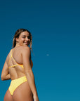JAYD Swimwear Albi One Piece in Sunshine colour with seamless front, secure fit, and sporty back strap for active swimming