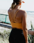 JAYD Swimwear, Athletic Bikini top in soft dream material. Colour is Amber