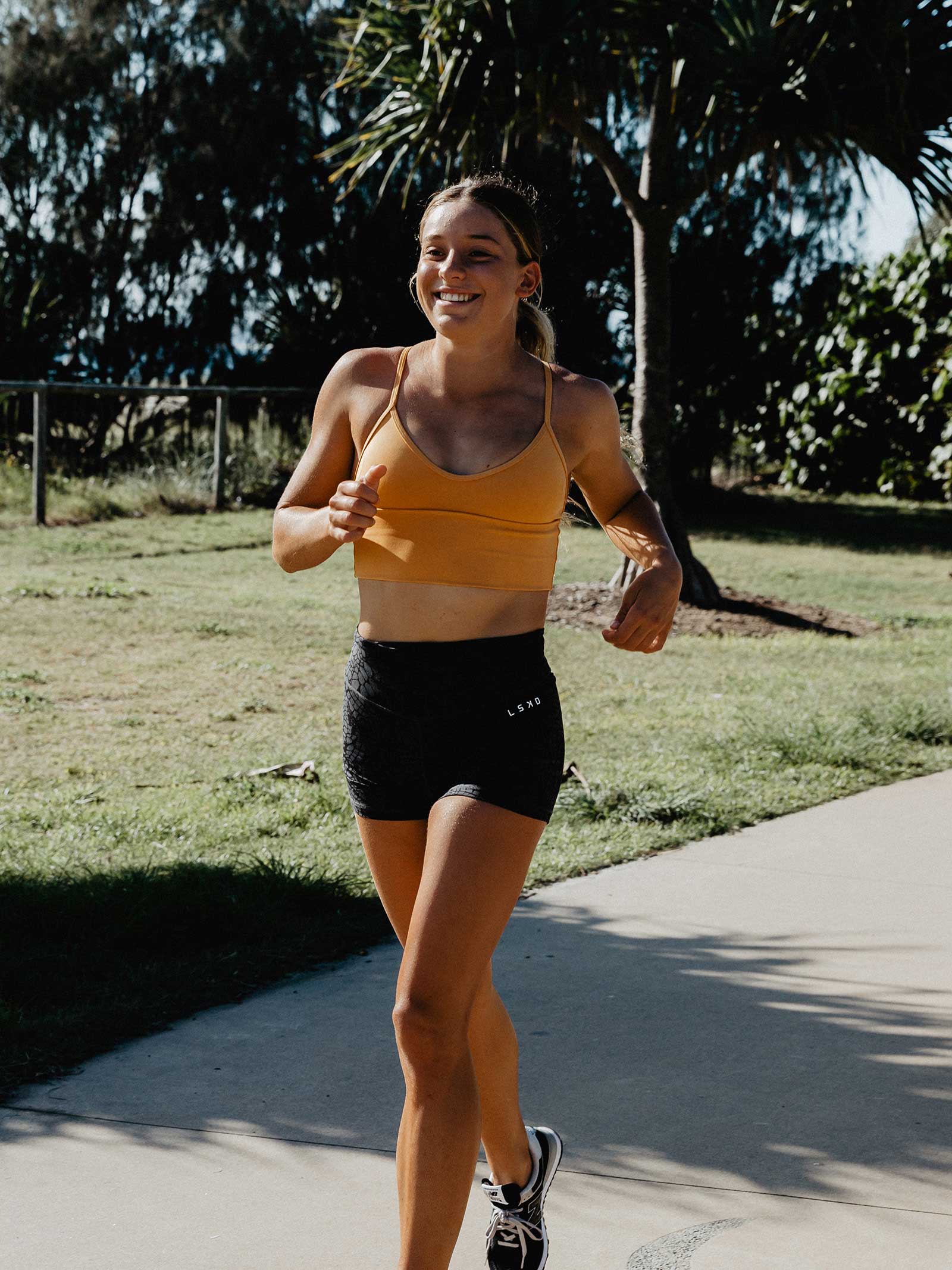 JAYD Swimwear, Athletic Bikini top in soft dream material. Colour is Amber