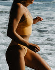 JAYD Swimwear, Athletic Bikini top in soft dream material. Colour is Amber