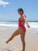 Side view of Apsley One Piece Athletic Swimsuit in Ruby by JAYD Swimwear