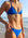Close view of seamless JAYD Swimwear Connie full coverage athletic bikini bottoms in Cobalt