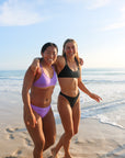 Front view of JAYD Swimwear Cali athletic bikini bottoms in Lilac Haze