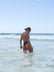 Back view of Finley One Piece Athletic Swimsuit in Navy Blue by JAYD Swimwear when wet.