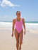 Front view of Apsley One Piece Athletic Swimsuit in Fairy Floss Pink by JAYD Swimwear