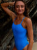JAYD Swimwear, Zimmy athletic one piece in Cancun colour. Up close