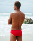 Engineered for performance and durability, JAYD Swimwear model Wes showcases the Ramshark Briefs, the no-nonsense swimwear every bloke needs.