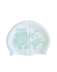 Side B: JAYD Swim Cap complete with shells and turtles. Embrace the ocean vibes with your next swim.