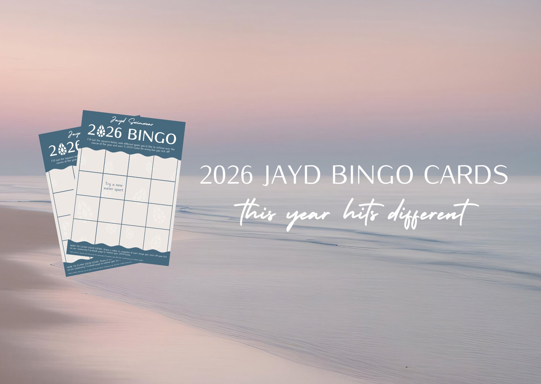 2026 JAYD bingo cards on a gradient background with text '2026 JAYD Bingo Cards This year hits different'.
