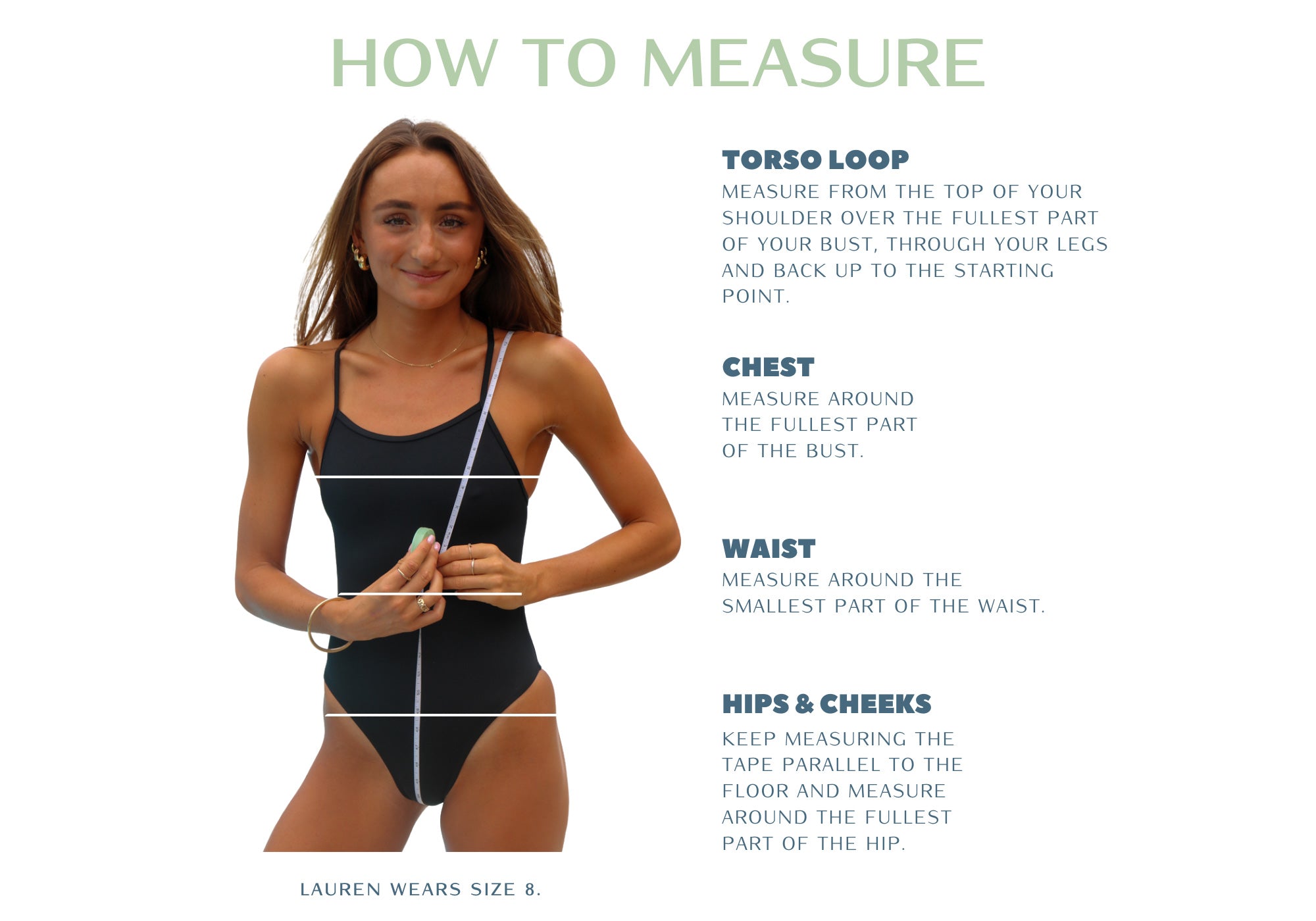 JAYD Swimwear, how to measure guide