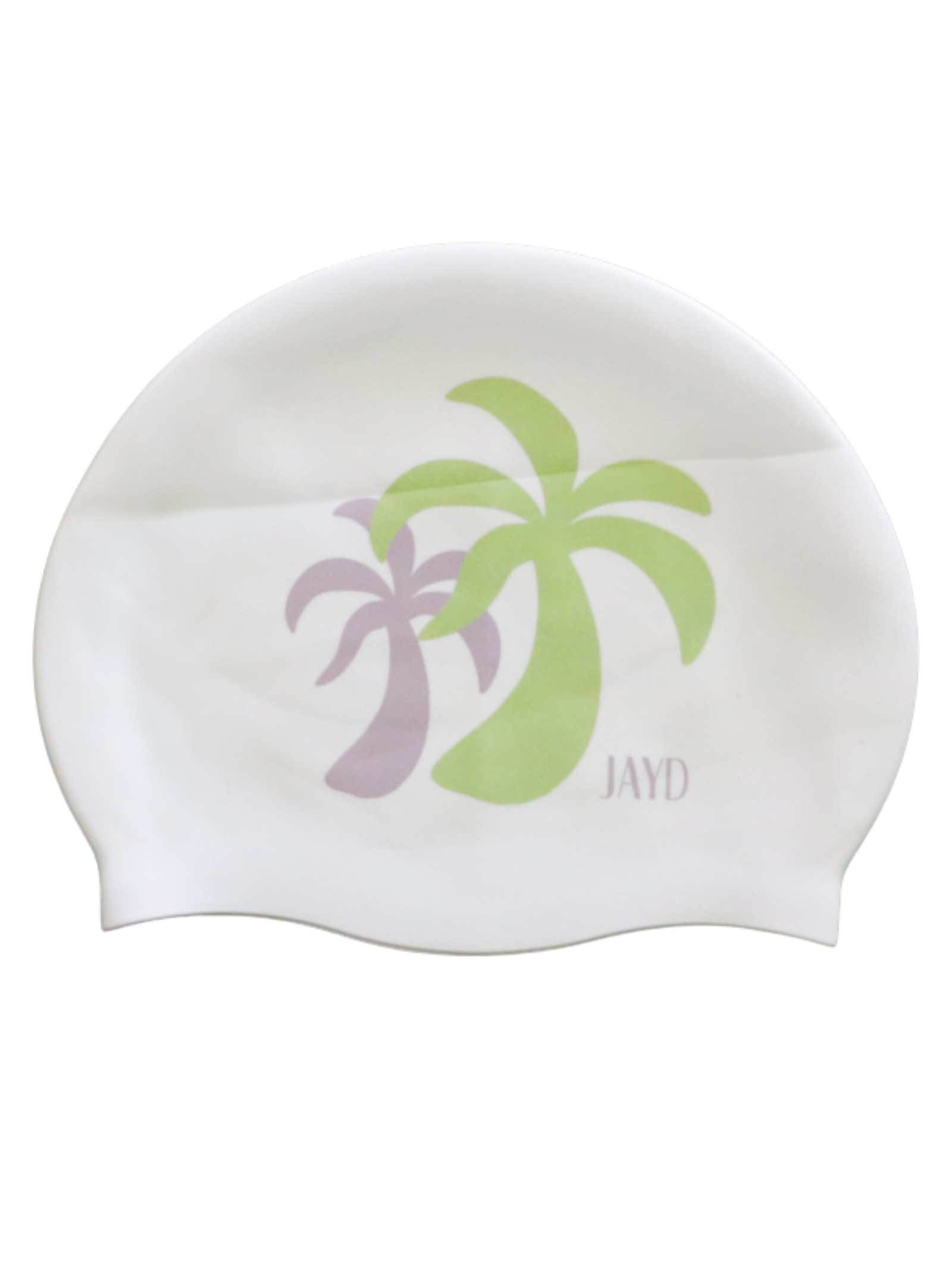 Side B: Palm tree salty sassy swim cap by JAYD Swimwear.