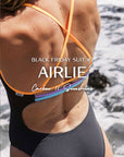 JAYD Swimwear release the final suit of the Black Friday campaign. It is a full coverage Airlie one piece in the colour Carbon with sunshine straps.