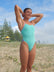 Front view of Zambia One Piece Athletic Swimsuit in Sea Mist by JAYD Swimwear