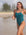 Front view of JAYD Swimwear tie back athletic one piece: Isla in Cove