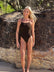 Paralympian Keira Stephens wears JAYD Swimwear's Riva one piece. This is a tie-back one piece made from chlorine resistant material. She is seen in the Cacao colour.