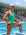 Front wet view of athletic swimsuit Lennox One Piece in Meadow Green by JAYD Swimwear