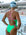 Back view of athletic swimsuit Lennox One Piece in Meadow Green by JAYD Swimwear