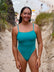 Front view of Siena One Piece Athletic Swimsuit in Atlantic green by JAYD Swimwear