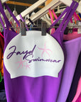 Starfish swim cap paired with JAYD purple Murasaki one piece.