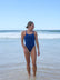 Front view of Finley One Piece Athletic Swimsuit in Navy Blue, by JAYD Swimwear.