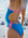 side view of the JAYD Lennox one piece swimsuit in Nordic blue with bold contrasting hip details in varying pink shades of orchid, fairy floss and pink sorbet