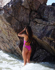 Lauren wears JAYD Lennox One Piece Swimsuit in Orchid