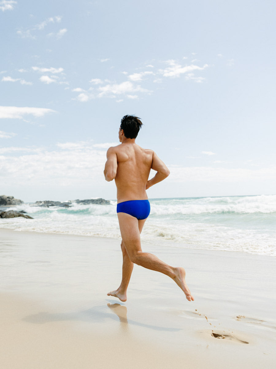 Back view of Ramshark Mens Briefs in Cobalt Blue by JAYD Swimwear.