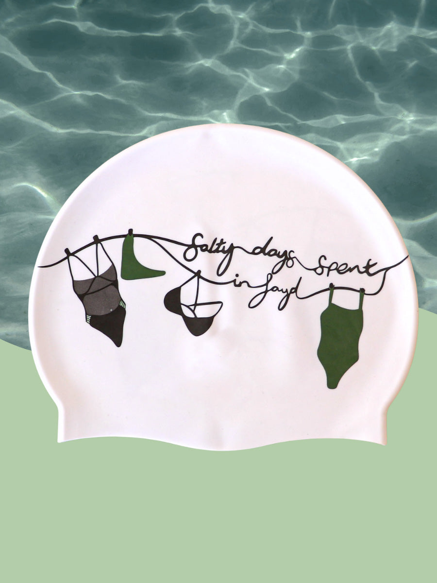 JAYD Swimwear limited edition swim cap salty days back