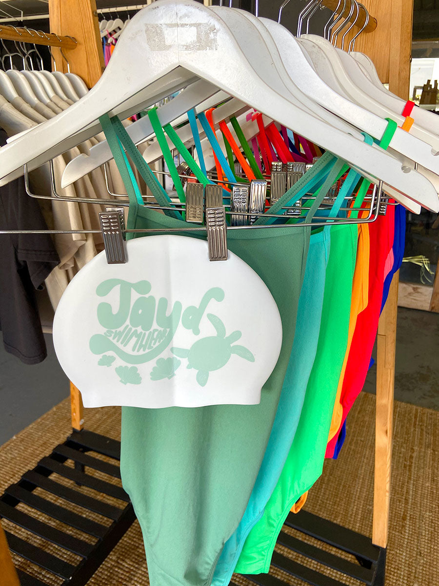 Made in Matcha heaven! This turtle themed JAYD Swim Cap pairs perfectly with our Matcha One Piece swimsuits.