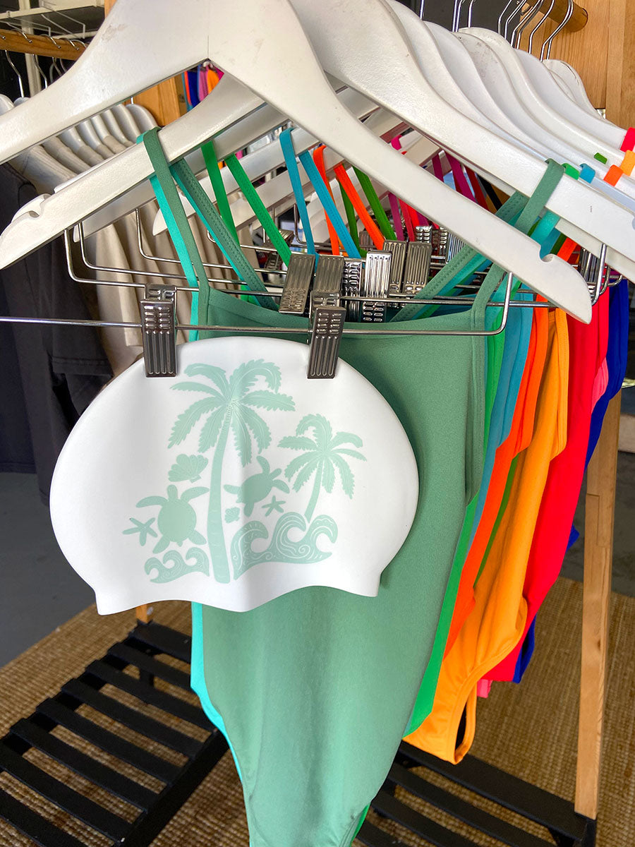 Embrace the ocean vibes with our soft green JAYD Swim Cap and complete the look with your favourite Matcha One Piece style.