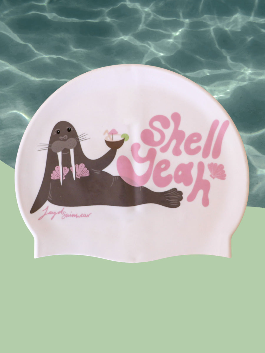 JAYD Swimwear limited edition swim cap shell yeah back