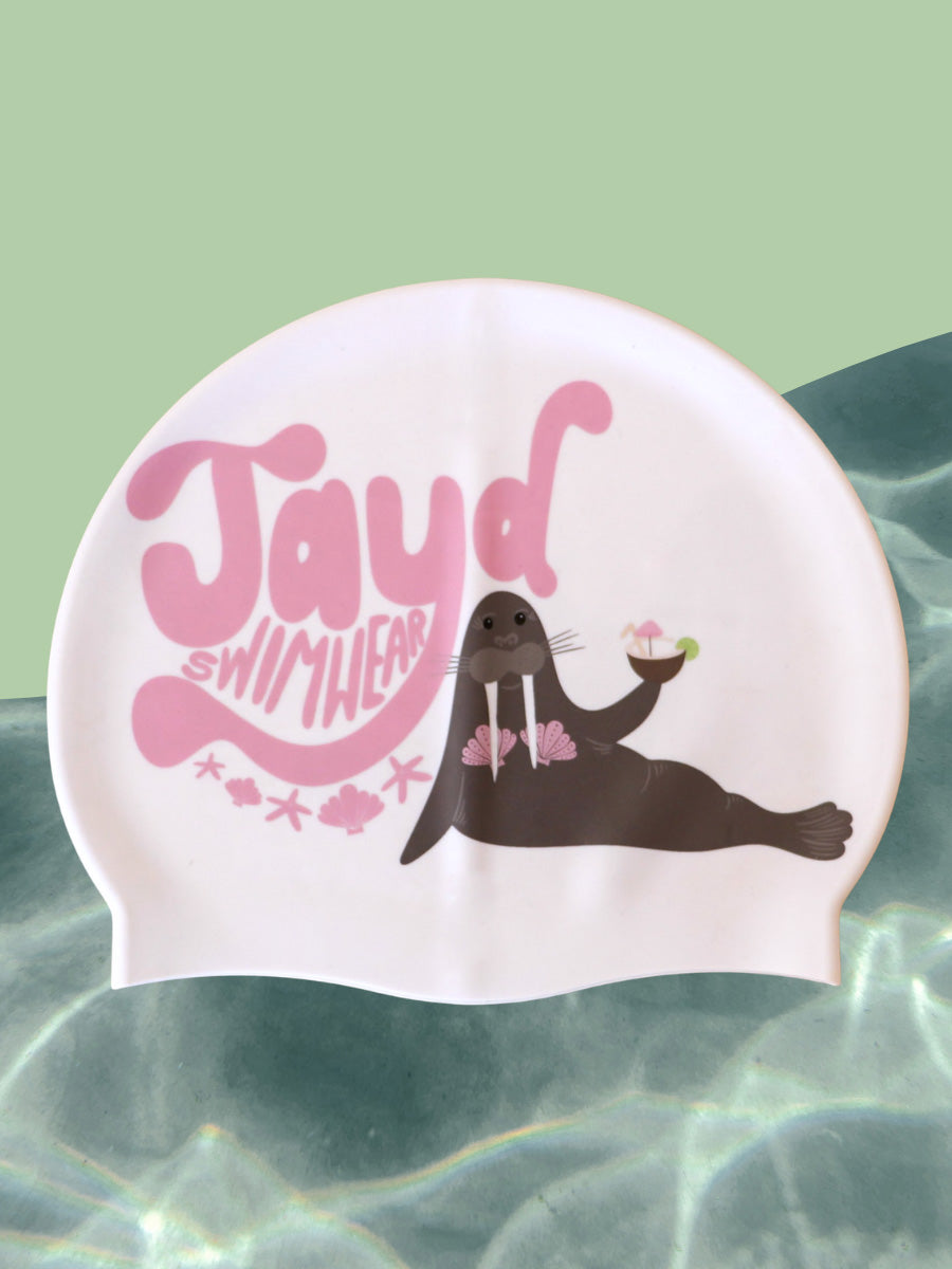 JAYD Swimwear limited edition swim cap shell yeah front
